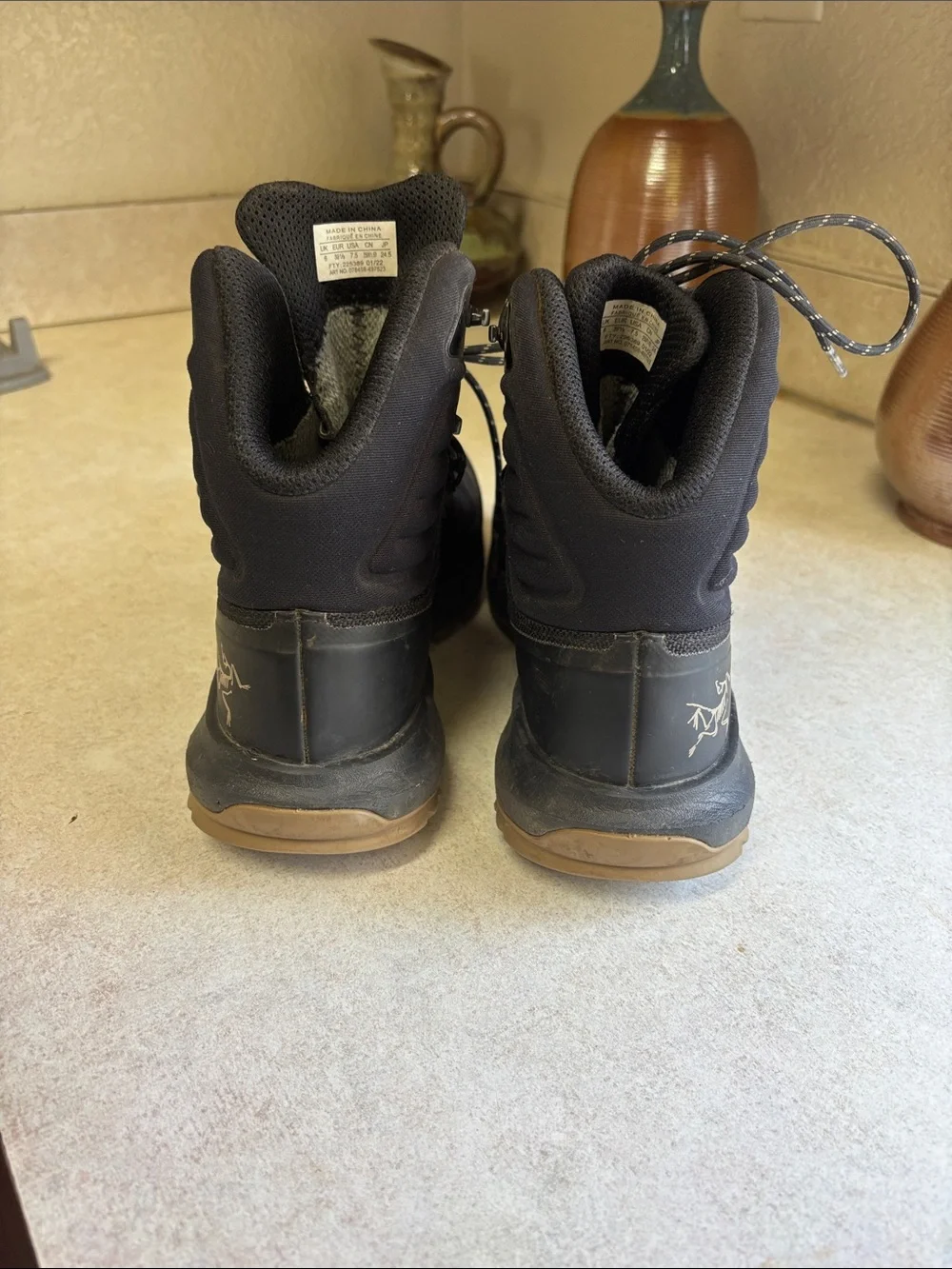 Arc'teryx Black Hiking Boots with Tan Outsoles